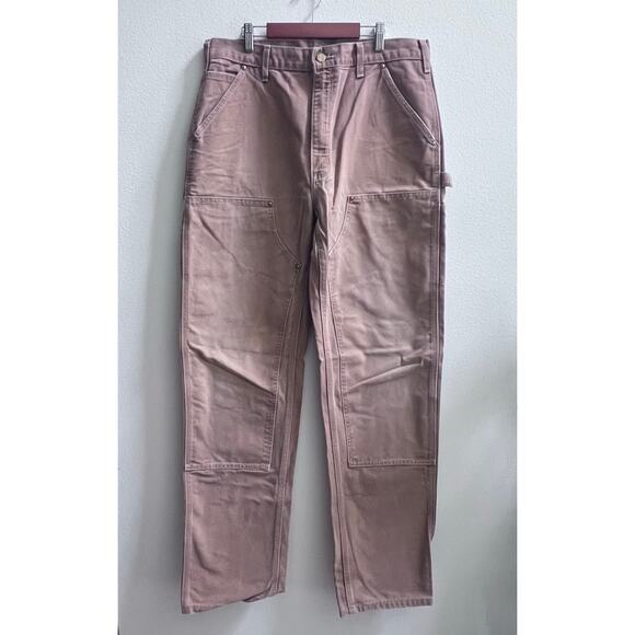 Carhartt B01 BRN Double Knee Canvas Work Pants Dungaree Fit 34x36 - Picture 1 of 7